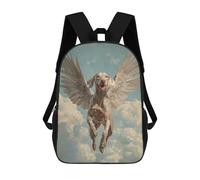 sinyumoney 3D Printed Children's 17inch Backpack Weimaraner Angel Pet Loss Remembrance Art Dog with Wings Travel Lightweight School Bag Fashion Backpack for Kids School Students