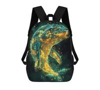 sinyumoney 3D Printed Children's 17inch Backpack Whale in Space Travel Lightweight School Bag Fashion Backpack for Kids School Students