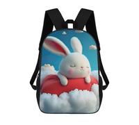 sinyumoney 3D Printed Children's 17inch Backpack White Rabbit Dreaming Travel Lightweight School Bag Fashion Backpack for Kids School Students