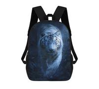 sinyumoney 3D Printed Children's 17inch Backpack White Tiger with Blue Eyes in Jungle Travel Lightweight School Bag Fashion Backpack for Kids School Students