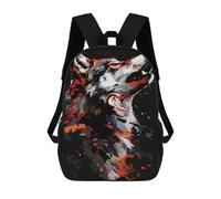 sinyumoney 3D Printed Children's 17inch Backpack Wild Wolf Art Print -1 Travel Lightweight School Bag Fashion Backpack for Kids School Students
