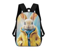 sinyumoney 3D Printed Children's 17inch Backpack Winter Bunny Coat Set Travel Lightweight School Bag Fashion Backpack for Kids School Students
