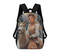 sinyumoney 3D Printed Children's 17inch Backpack Winter Forest Fantasy-2 Travel Lightweight School Bag Fashion Backpack for Kids School Students