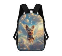 sinyumoney 3D Printed Children's 17inch Backpack Yorkshire Terrier with Angel Wings Pet Memorial Art Travel Lightweight School Bag Fashion Backpack for Kids School Students