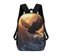sinyumoney 3D Printed Children's 17inch Bald Eagle Sunset School Backpack High Capacity Travel Book School Bags for Boys Elementary And Middle School Students