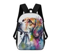 sinyumoney 3D Printed Children's 17inch Beagle Watercolor Dog School Backpack High Capacity Travel Book School Bags for Boys Elementary And Middle School Students