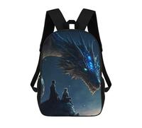 sinyumoney 3D Printed Children's 17inch Blue Dragon Appearance School Backpack High Capacity Travel Book School Bags for Boys Elementary And Middle School Students