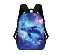 sinyumoney 3D Printed Children's 17inch Blue Whale in Space School Backpack High Capacity Travel Book School Bags for Boys Elementary And Middle School Students