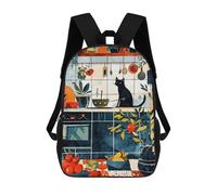 sinyumoney 3D Printed Children's 17inch Cats Life School Backpack High Capacity Travel Book School Bags for Boys Elementary And Middle School Students