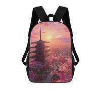 sinyumoney 3D Printed Children's 17inch Cherry Blossom Festival in Tokyo School Backpack High Capacity Travel Book School Bags for Boys Elementary And Middle School Students