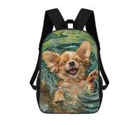 sinyumoney 3D Printed Children's 17inch Chihuahua School Backpack High Capacity Travel Book School Bags for Boys Elementary And Middle School Students
