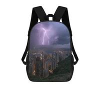 sinyumoney 3D Printed Children's 17inch City Lights Vs. Stormy Skies School Backpack High Capacity Travel Book School Bags for Boys Elementary And Middle School Students
