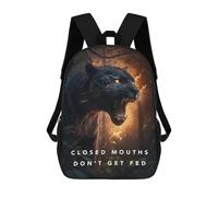 sinyumoney 3D Printed Children's 17inch Closed Mouths Dont Get Fed School Backpack High Capacity Travel Book School Bags for Boys Elementary And Middle School Students