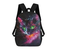 sinyumoney 3D Printed Children's 17inch Colorful Abstract Cat Painting-5 School Backpack High Capacity Travel Book School Bags for Boys Elementary And Middle School Students