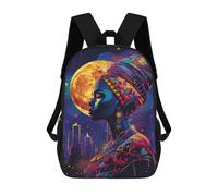 sinyumoney 3D Printed Children's 17inch Colorful African Woman Art Print School Backpack High Capacity Travel Book School Bags for Boys Elementary And Middle School Students