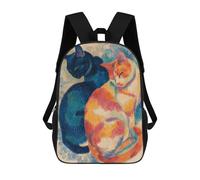 sinyumoney 3D Printed Children's 17inch Colorful Cats Art Print School Backpack High Capacity Travel Book School Bags for Boys Elementary And Middle School Students