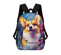 sinyumoney 3D Printed Children's 17inch Colorful Corgi Painting-3 School Backpack High Capacity Travel Book School Bags for Boys Elementary And Middle School Students