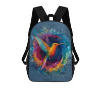 sinyumoney 3D Printed Children's 17inch Colorful Hummingbird Painting School Backpack High Capacity Travel Book School Bags for Boys Elementary And Middle School Students