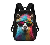 sinyumoney 3D Printed Children's 17inch Colorful Llama Sunglasses Art Print School Backpack High Capacity Travel Book School Bags for Boys Elementary And Middle School Students