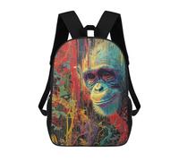 sinyumoney 3D Printed Children's 17inch Colorful Monkey Painting Artwork-1 School Backpack High Capacity Travel Book School Bags for Boys Elementary And Middle School Students