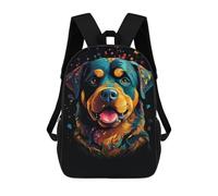 sinyumoney 3D Printed Children's 17inch Colorful Rottweiler Art Print-2 School Backpack High Capacity Travel Book School Bags for Boys Elementary And Middle School Students