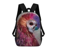 sinyumoney 3D Printed Children's 17inch Colorful Sugar Skull Painting School Backpack High Capacity Travel Book School Bags for Boys Elementary And Middle School Students