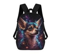 sinyumoney 3D Printed Children's 17inch Cosmic Chihuahua Art Print School Backpack High Capacity Travel Book School Bags for Boys Elementary And Middle School Students
