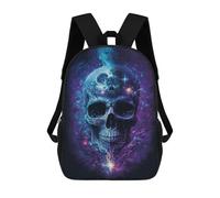sinyumoney 3D Printed Children's 17inch Cosmic Skull Art Print-8 School Backpack High Capacity Travel Book School Bags for Boys Elementary And Middle School Students