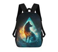 sinyumoney 3D Printed Children's 17inch Cosmic Wise Fox School Backpack High Capacity Travel Book School Bags for Boys Elementary And Middle School Students