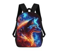 sinyumoney 3D Printed Children's 17inch Cosmic Wolf Wallpaper School Backpack High Capacity Travel Book School Bags for Boys Elementary And Middle School Students