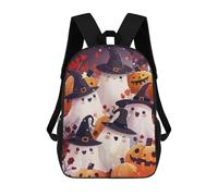 sinyumoney 3D Printed Children's 17inch Cute Halloween Ghosts School Backpack High Capacity Travel Book School Bags for Boys Elementary And Middle School Students