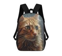 sinyumoney 3D Printed Children's 17inch Cute Wet Cat School Backpack High Capacity Travel Book School Bags for Boys Elementary And Middle School Students