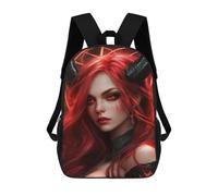 sinyumoney 3D Printed Children's 17inch Devilish Red-Haired Fantasy Character School Backpack High Capacity Travel Book School Bags for Boys Elementary And Middle School Students