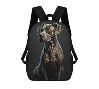 sinyumoney 3D Printed Children's 17inch Dog Tattoo Style School Backpack High Capacity Travel Book School Bags for Boys Elementary And Middle School Students
