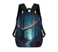 sinyumoney 3D Printed Children's 17inch Dreamy Fantasy Forest School Backpack High Capacity Travel Book School Bags for Boys Elementary And Middle School Students