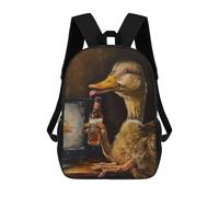 sinyumoney 3D Printed Children's 17inch Drunk Duck Drinking Beer School Backpack High Capacity Travel Book School Bags for Boys Elementary And Middle School Students