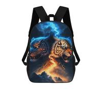 sinyumoney 3D Printed Children's 17inch Electric Fire Tiger Art Print School Backpack High Capacity Travel Book School Bags for Boys Elementary And Middle School Students