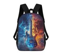 sinyumoney 3D Printed Children's 17inch Electric Guitar with Fire And Ice Effect-1 School Backpack High Capacity Travel Book School Bags for Boys Elementary And Middle School Students