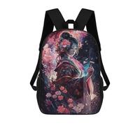 sinyumoney 3D Printed Children's 17inch Elegant Kimono Dress School Backpack High Capacity Travel Book School Bags for Boys Elementary And Middle School Students