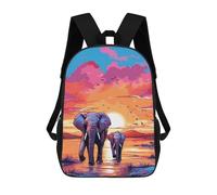 sinyumoney 3D Printed Children's 17inch Elephants Africa Sunset School Backpack High Capacity Travel Book School Bags for Boys Elementary And Middle School Students