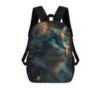 sinyumoney 3D Printed Children's 17inch Enchanted Celestial Cat Artwork School Backpack High Capacity Travel Book School Bags for Boys Elementary And Middle School Students