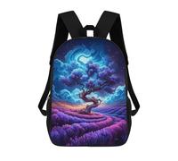 sinyumoney 3D Printed Children's 17inch Enchanted Lavender Field School Backpack High Capacity Travel Book School Bags for Boys Elementary And Middle School Students
