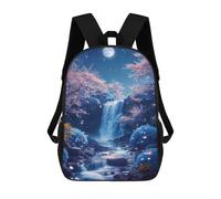 sinyumoney 3D Printed Children's 17inch Enchanted Nightfall Waterfall -2 School Backpack High Capacity Travel Book School Bags for Boys Elementary And Middle School Students