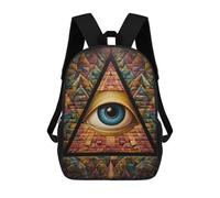 sinyumoney 3D Printed Children's 17inch Eye of Providence Mosaic Art School Backpack High Capacity Travel Book School Bags for Boys Elementary And Middle School Students
