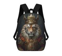 sinyumoney 3D Printed Children's 17inch Fancy King Tiger School Backpack High Capacity Travel Book School Bags for Boys Elementary And Middle School Students