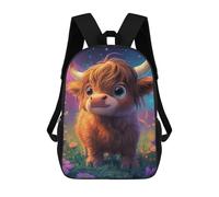 sinyumoney 3D Printed Children's 17inch Fantasy Highland Cow Art Print-1 School Backpack High Capacity Travel Book School Bags for Boys Elementary And Middle School Students