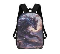 sinyumoney 3D Printed Children's 17inch Fantasy Wolf Moonlit Night School Backpack High Capacity Travel Book School Bags for Boys Elementary And Middle School Students