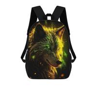 sinyumoney 3D Printed Children's 17inch Fierce Wolf And Electric School Backpack High Capacity Travel Book School Bags for Boys Elementary And Middle School Students