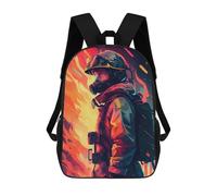 sinyumoney 3D Printed Children's 17inch Firefighter Anime School Backpack High Capacity Travel Book School Bags for Boys Elementary And Middle School Students