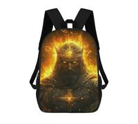 sinyumoney 3D Printed Children's 17inch Flaming Medieval King Artwork School Backpack High Capacity Travel Book School Bags for Boys Elementary And Middle School Students